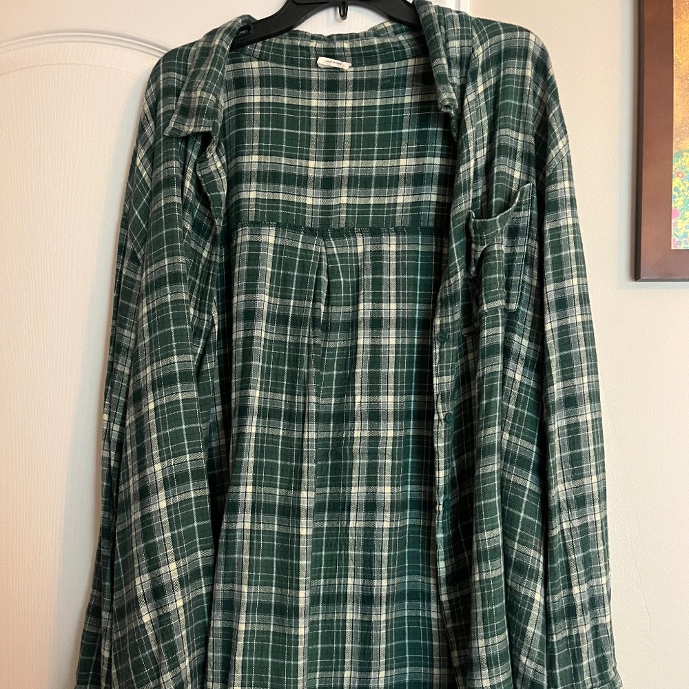 Dark green plaid button up